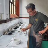 TeaSource owner Michael cupping tea at Pedro Estate, Sri Lanka